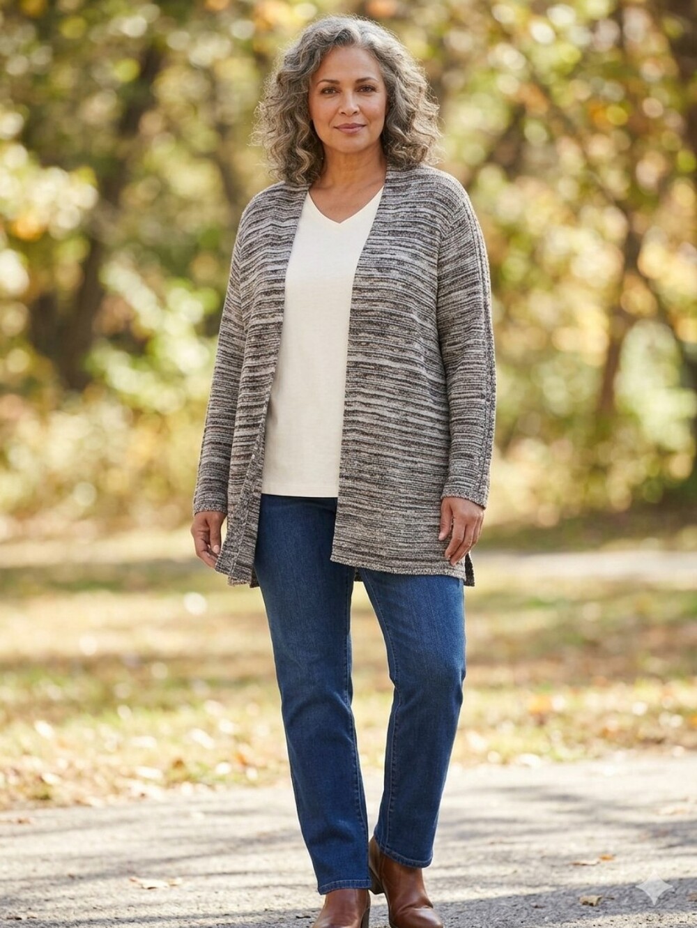 Catherine's Marled Knit Open Front Cardigan Sz 2X